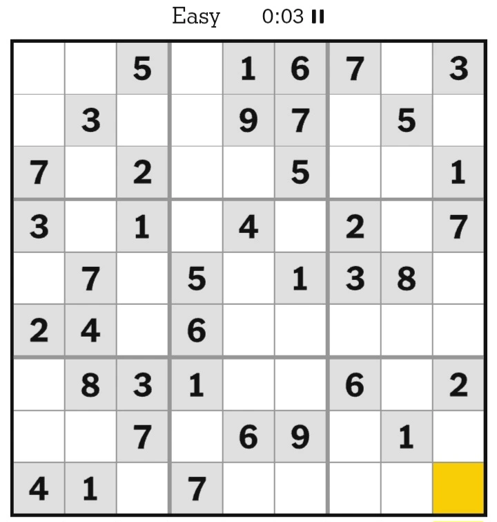 NYT Sudoku Easy January 6, 2025