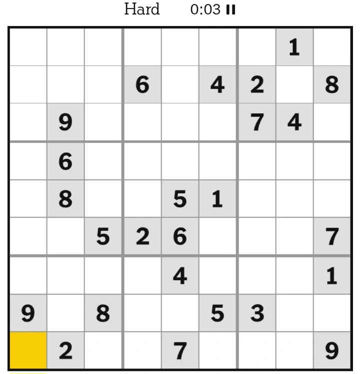 NYT Sudoku Hard January 15, 2025