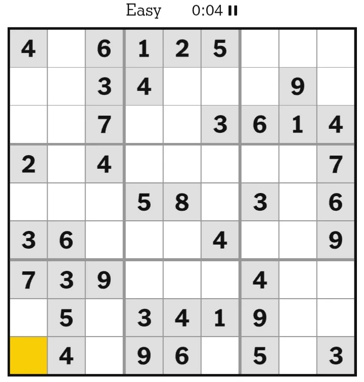 NYT Sudoku Easy February 16, 2025