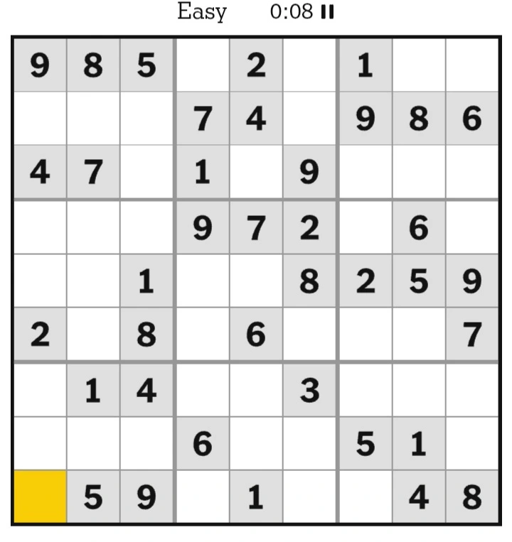 NYT Sudoku Easy February 18, 2025