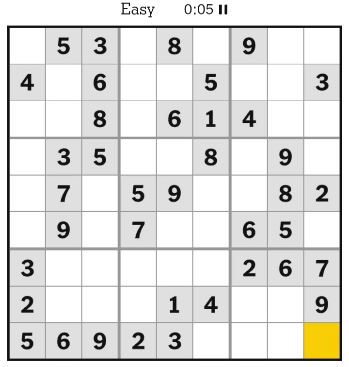 NYT Sudoku Easy February 19, 2025