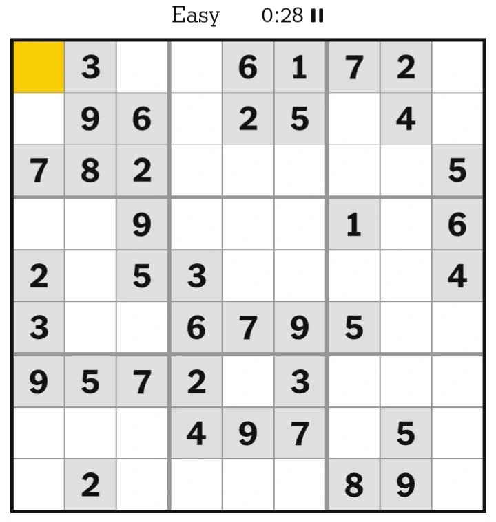 NYT Sudoku Easy February 20, 2025