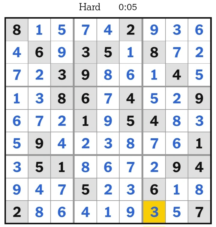 NYT Sudoku Hard Answers February 17, 2025