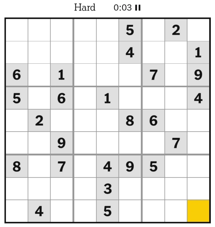 NYT Sudoku Hard February 12, 2025