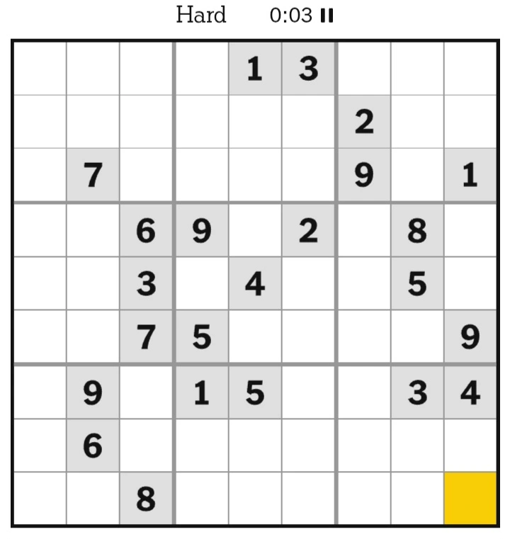 NYT Sudoku Hard February 15, 2025