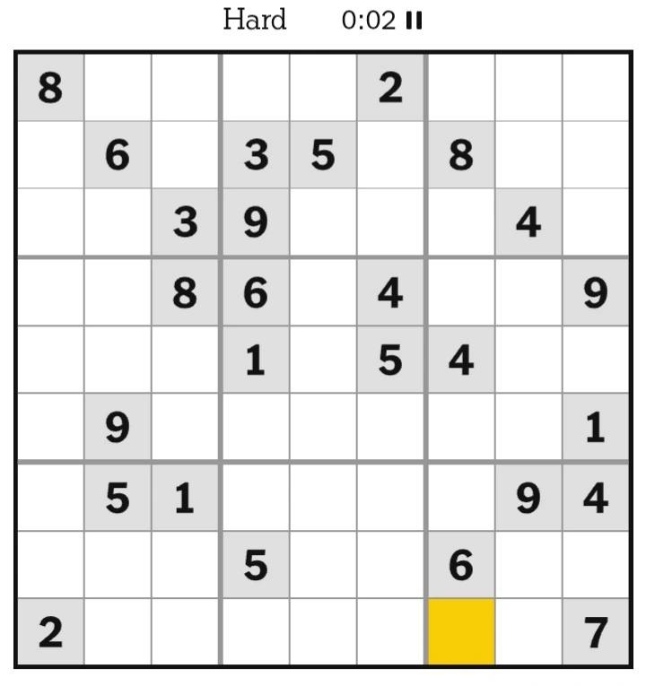 NYT Sudoku Hard February 17, 2025