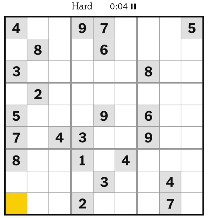 NYT Sudoku Hard February 21, 2025