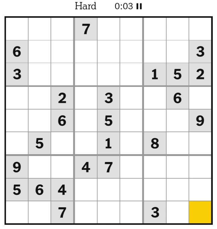 NYT Sudoku Hard February 22, 2025