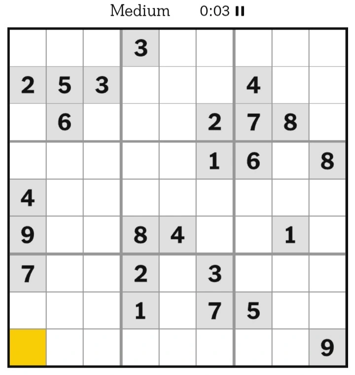 NYT Sudoku Medium February 13, 2025