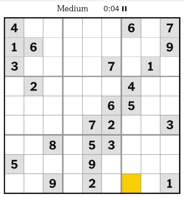 NYT Sudoku Medium February 15, 2025