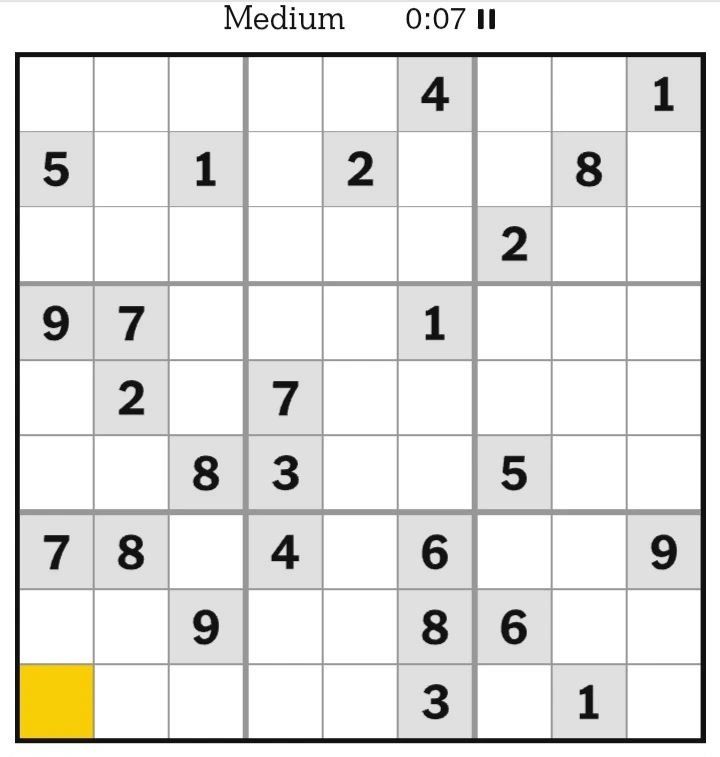 NYT Sudoku Medium February 21, 2025