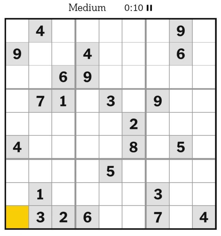 NYT Sudoku Medium February 22, 2025