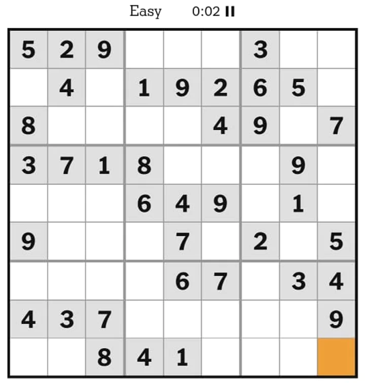 NYT Sudoku Easy April 08, 2025
