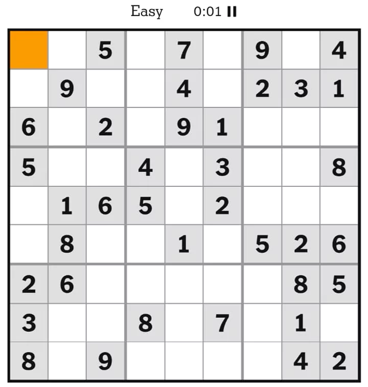 NYT Sudoku Easy April 11, 2025