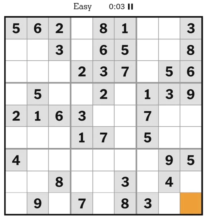 NYT Sudoku Easy April 12, 2025