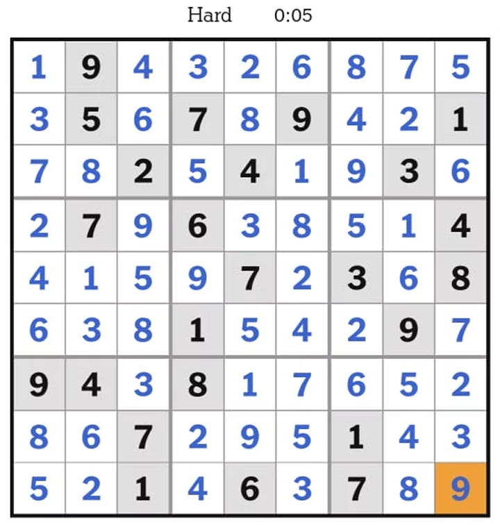 NYT Sudoku Hard Answers April 09, 2025