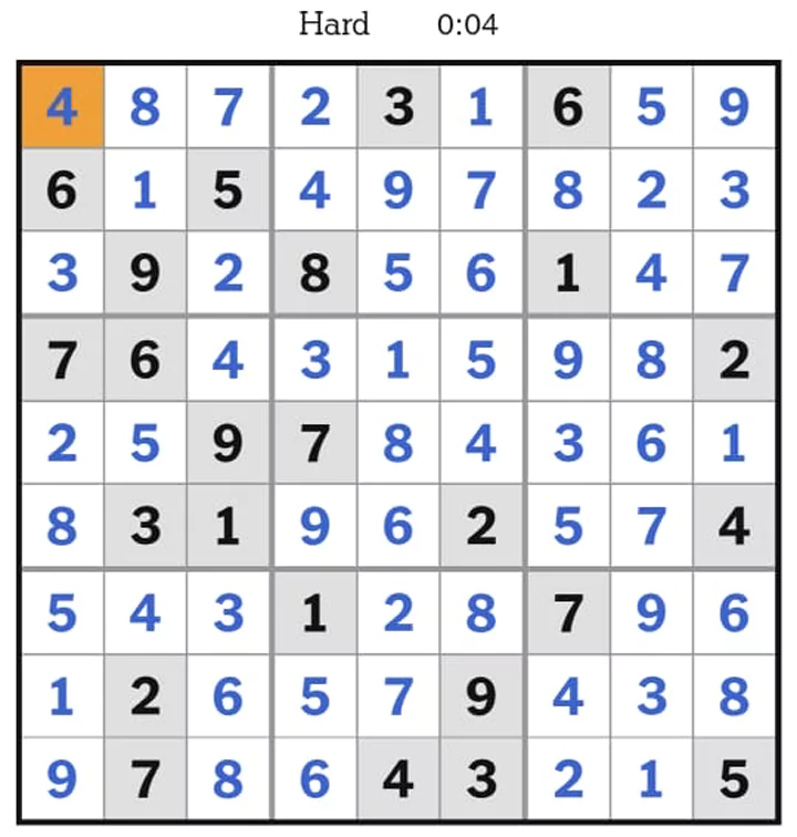 NYT Sudoku Hard Answers April 10, 2025