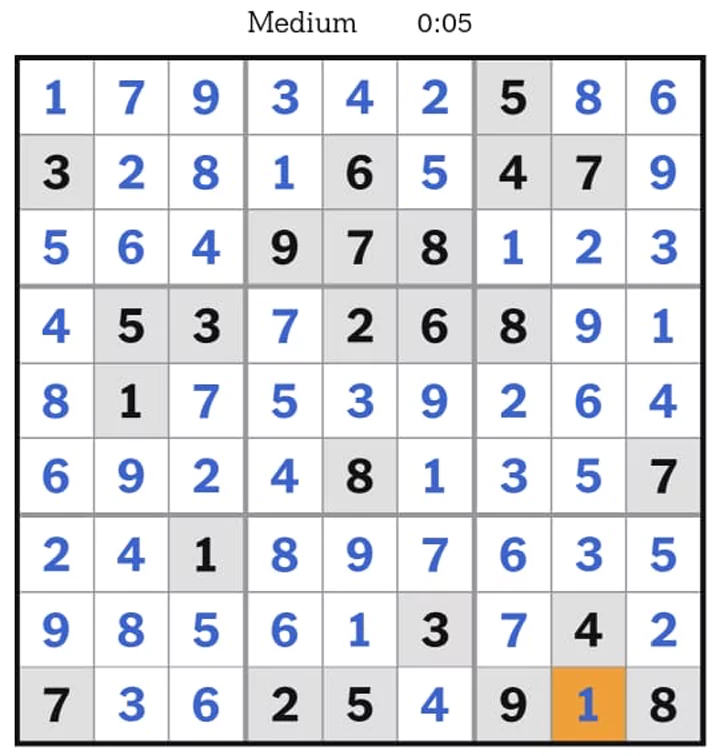 NYT Sudoku Medium Answers April 12, 2025