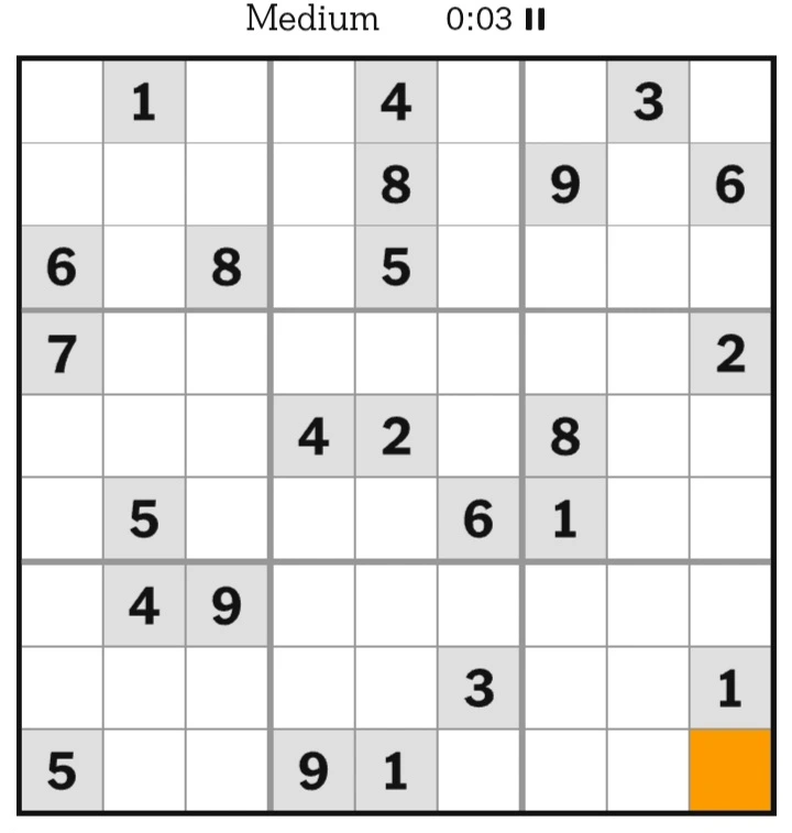 NYT Sudoku Medium April 05, 2025