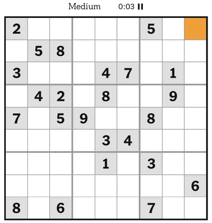 NYT Sudoku Medium April 09, 2025