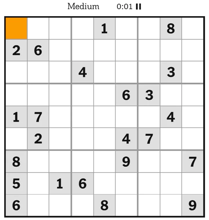 NYT Sudoku Medium April 11, 2025