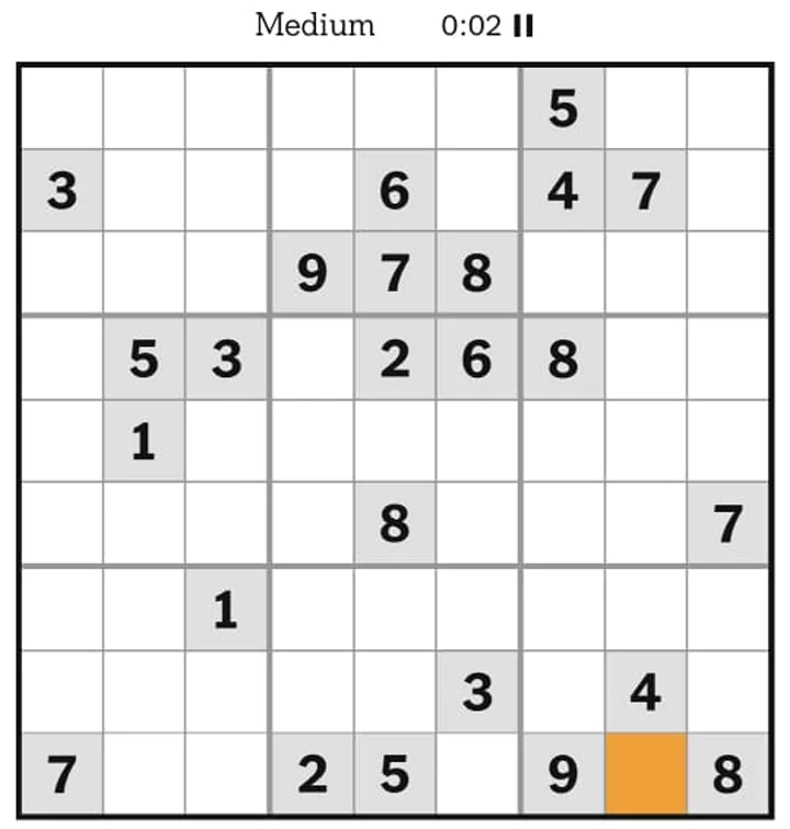NYT Sudoku Medium April 12, 2025