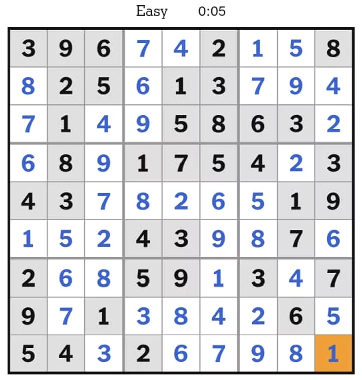 NYTimes Sudoku Easy Answers April 13, 2025