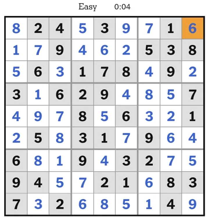 NYTimes Sudoku Easy Answers April 16, 2025