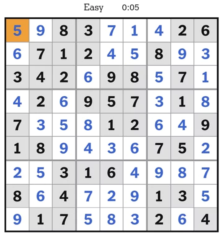 NYTimes Sudoku Easy Answers April 22, 2025