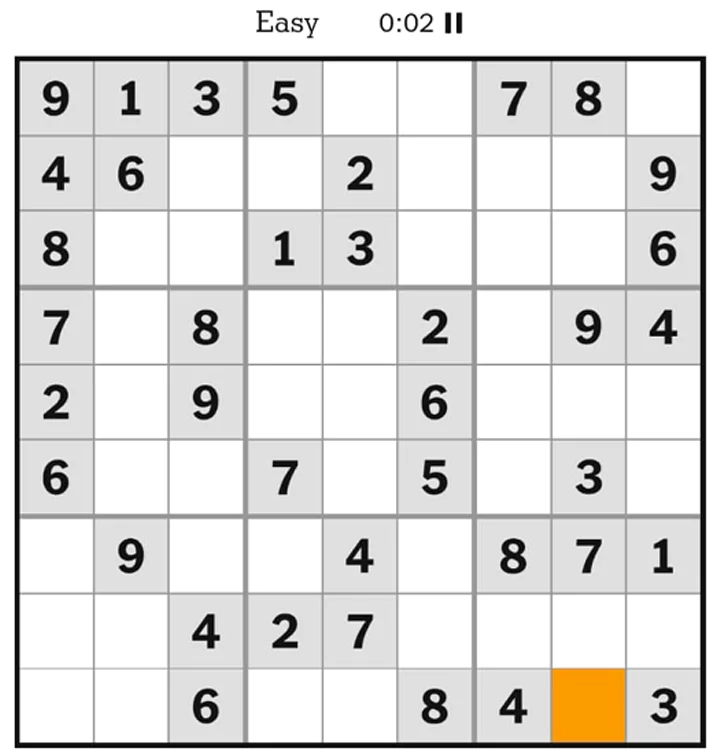 NYTimes Sudoku Easy April 14, 2025