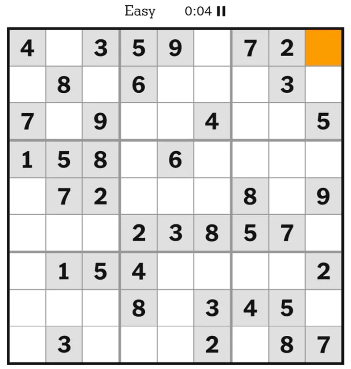 NYTimes Sudoku Easy April 15, 2025