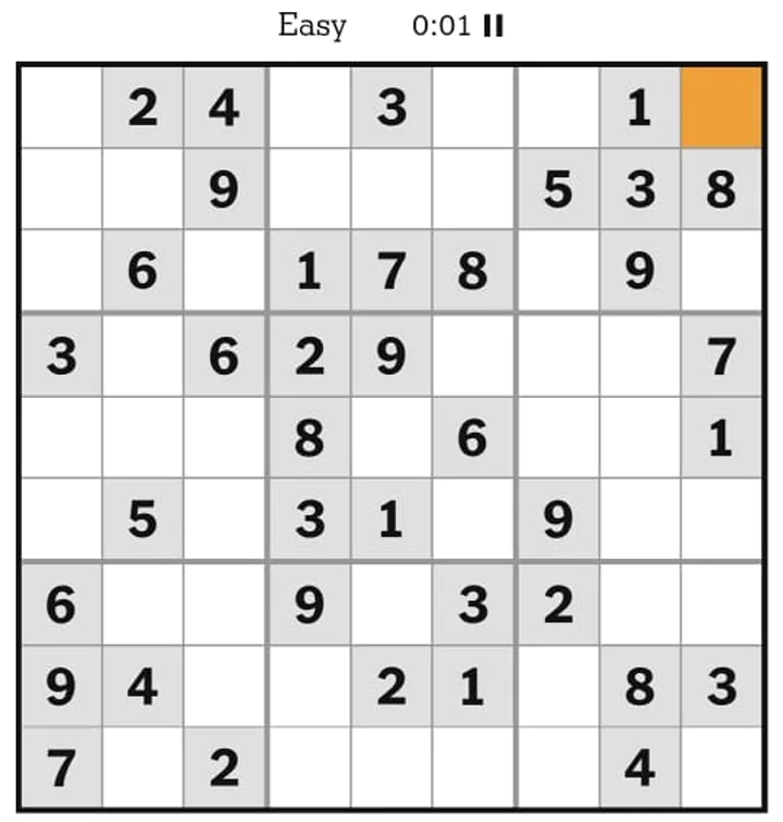 NYTimes Sudoku Easy April 16, 2025