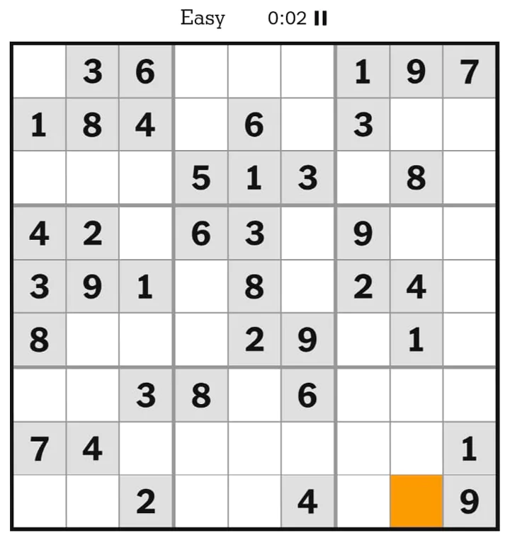 NYTimes Sudoku Easy April 21, 2025