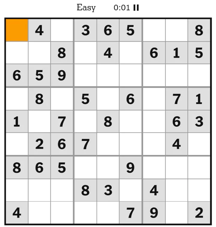 NYTimes Sudoku Easy April 23, 2025