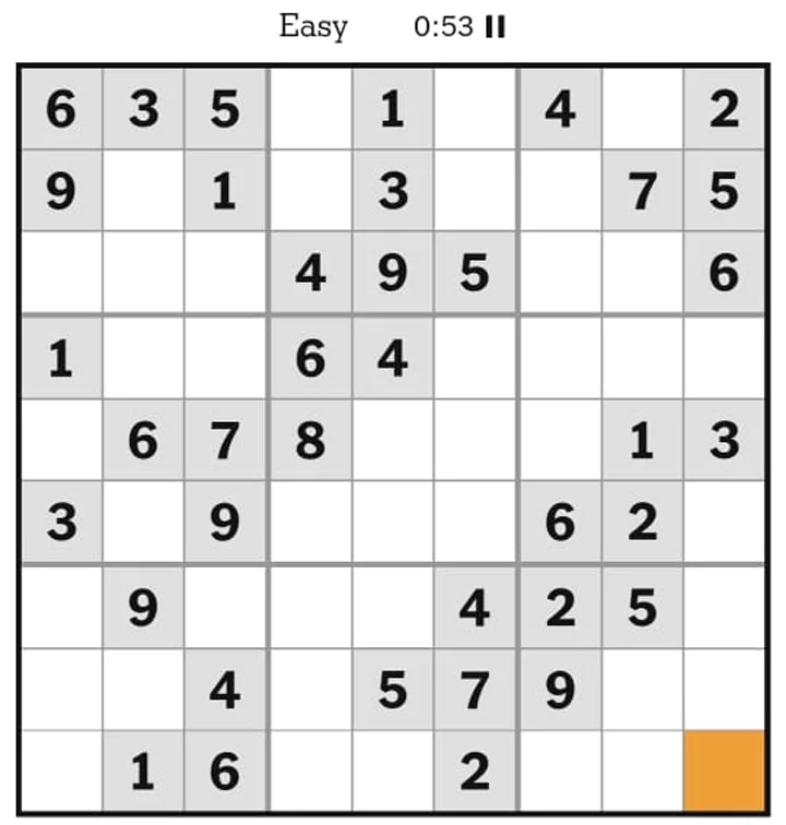 NYTimes Sudoku Easy April 24, 2025