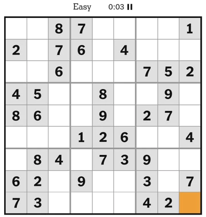 NYTimes Sudoku Easy April 26, 2025