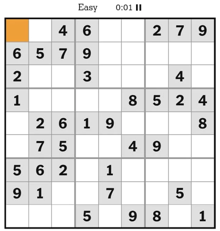 NYTimes Sudoku Easy April 28, 2025