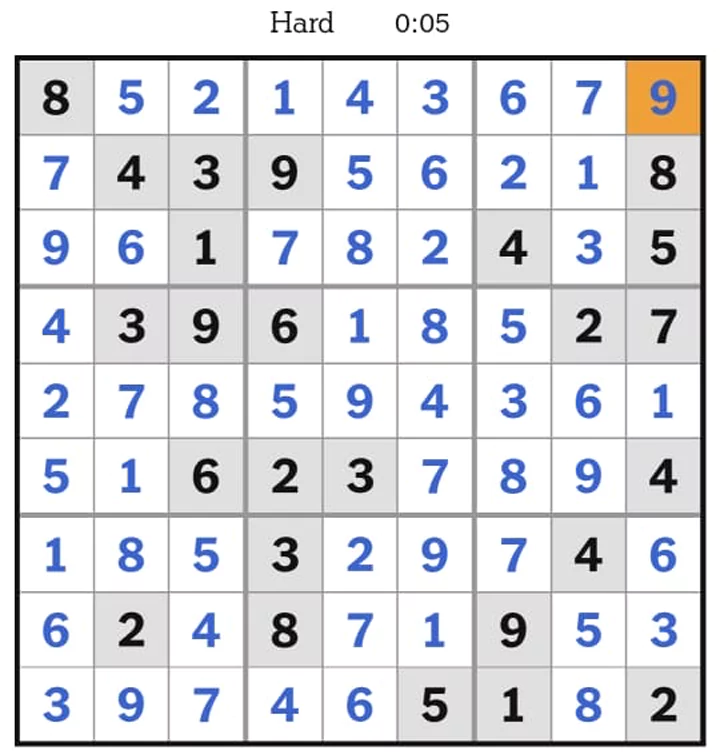 NYTimes Sudoku Hard Answers April 16, 2025