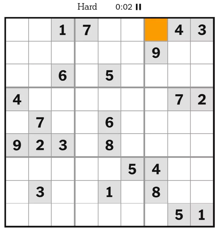 NYTimes Sudoku Hard April 15, 2025