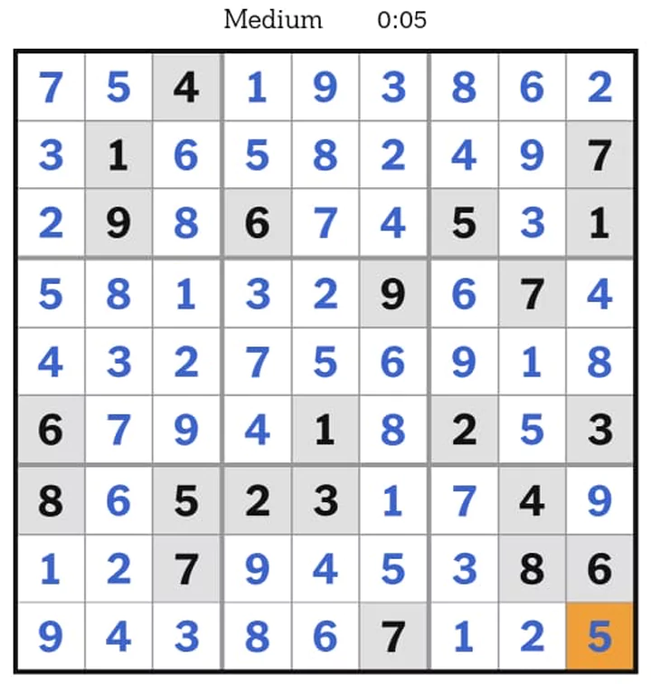 NYTimes Sudoku Medium Answers April 13, 2025