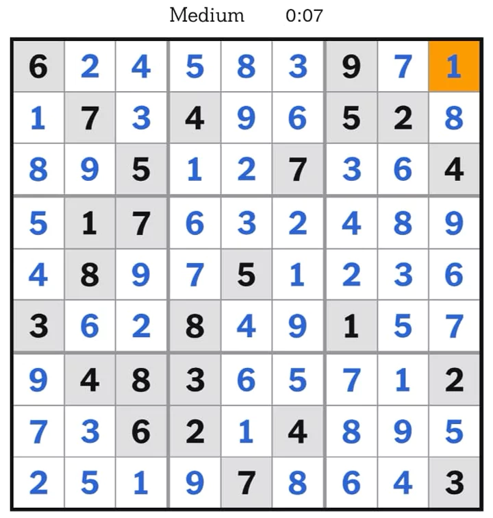 NYTimes Sudoku Medium Answers April 15, 2025