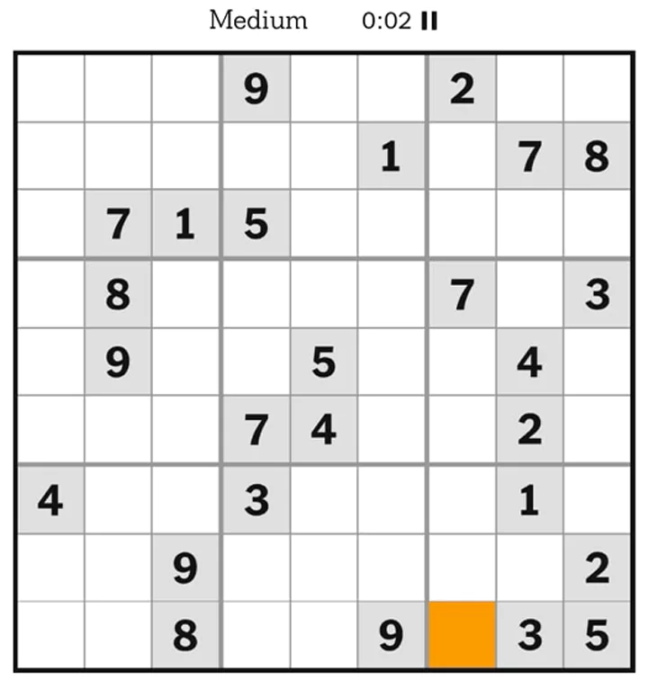 NYTimes Sudoku Medium April 14, 2025
