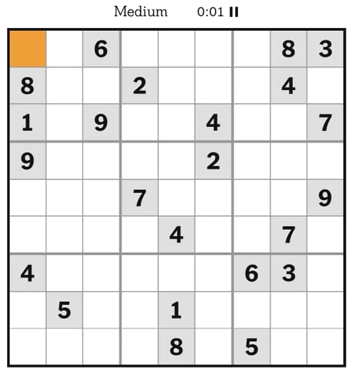 NYTimes Sudoku Medium April 22, 2025