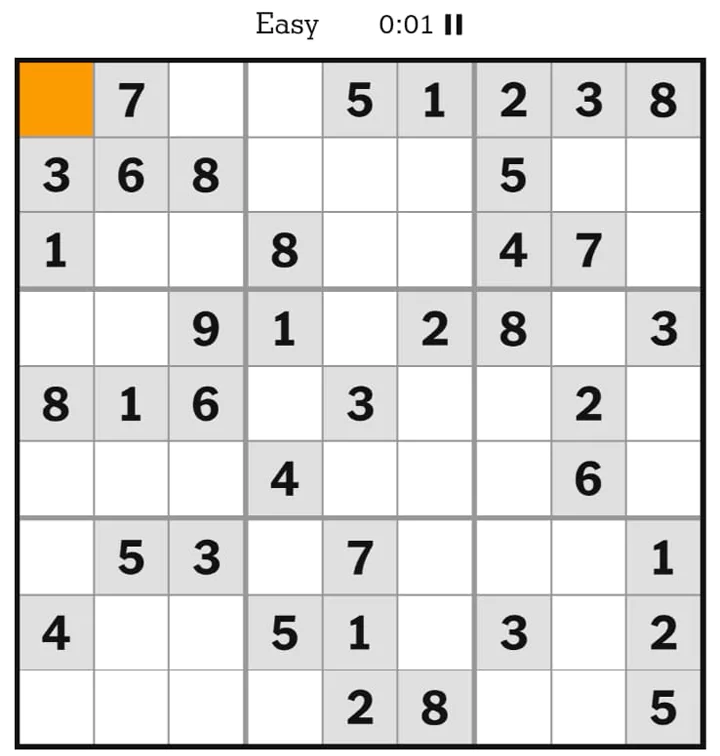 NYT Sudoku Easy May 11, 2025
