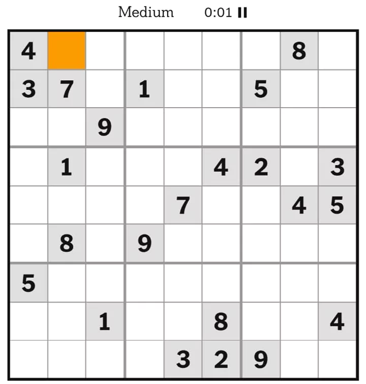 NYT Sudoku Medium May 11, 2025