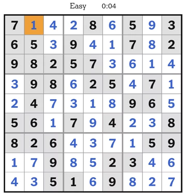 NYTimes Sudoku Easy Answers May 6, 2025