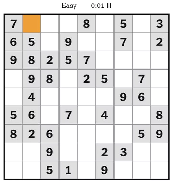 NYTimes Sudoku Easy May 6, 2025