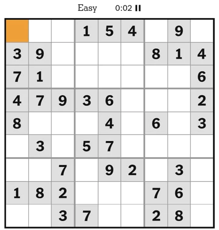 NYTimes Sudoku Easy May 8, 2025