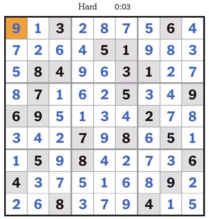 NYTimes Sudoku Hard Answers May 6, 2025