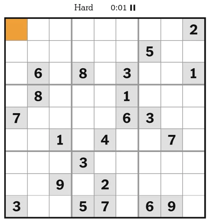 NYTimes Sudoku Hard May 8, 2025